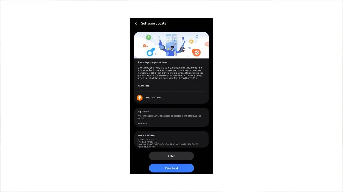 One UI 7 update for Galaxy A54